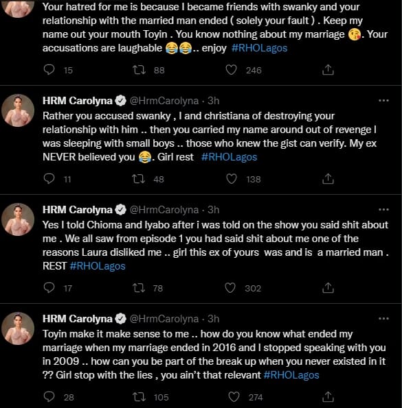 TOYIN LAWANI AND CAROLINE DANJUMA SLAMS EACH OTHER ON TWITTER OVER FAILED PAST RELATIONSHIPS, TOYIN LAWANI AND CAROLINE DANJUMA SLAMS EACH OTHER ON TWITTER OVER FAILED PAST RELATIONSHIPS, INFINITY LOADED
