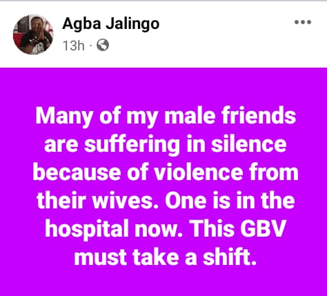 Journalist Agba Jalingo decries gender-based violence against men, says: Many of his male friends are suffering in silence because of violence from their wives" -, Journalist Agba Jalingo decries gender-based violence against men, says: Many of his male friends are suffering in silence because of violence from their wives” –, INFINITY LOADED