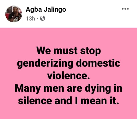 Journalist Agba Jalingo decries gender-based violence against men, says: Many of his male friends are suffering in silence because of violence from their wives" -, Journalist Agba Jalingo decries gender-based violence against men, says: Many of his male friends are suffering in silence because of violence from their wives” –, INFINITY LOADED