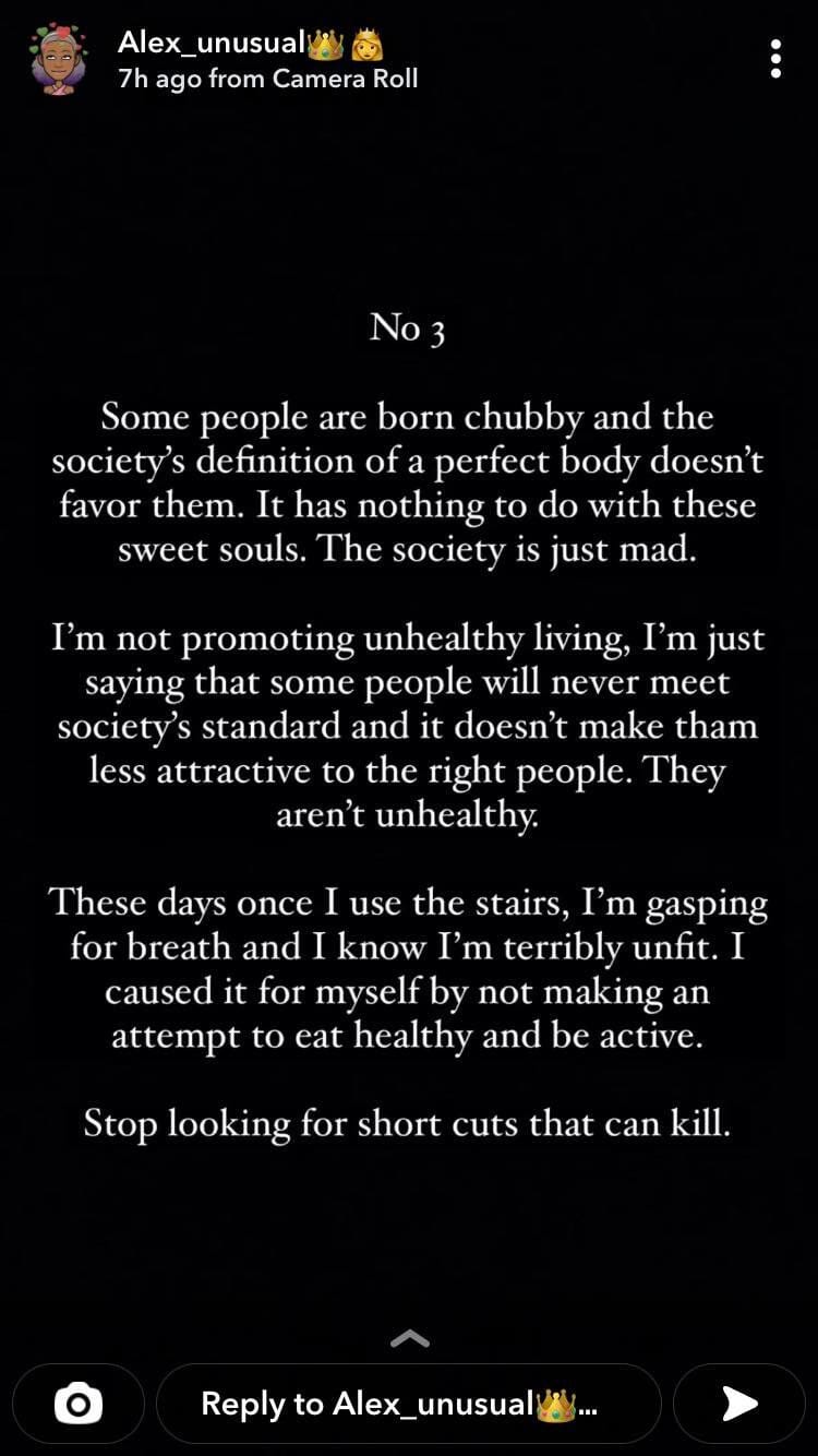 BBNAIJA "ALEX" SAYS ANYONE WHO UNDERGOES COSMETIC SURGERY IS INSECURE, BBNAIJA “ALEX” SAYS ANYONE WHO UNDERGOES COSMETIC SURGERY IS INSECURE, INFINITY LOADED
