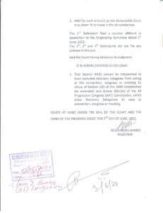 Kano Federal high court okays voting by constitutionally qualified statutory delegates at convention, Kano Federal high court okays voting by constitutionally qualified statutory delegates at convention, INFINITY LOADED