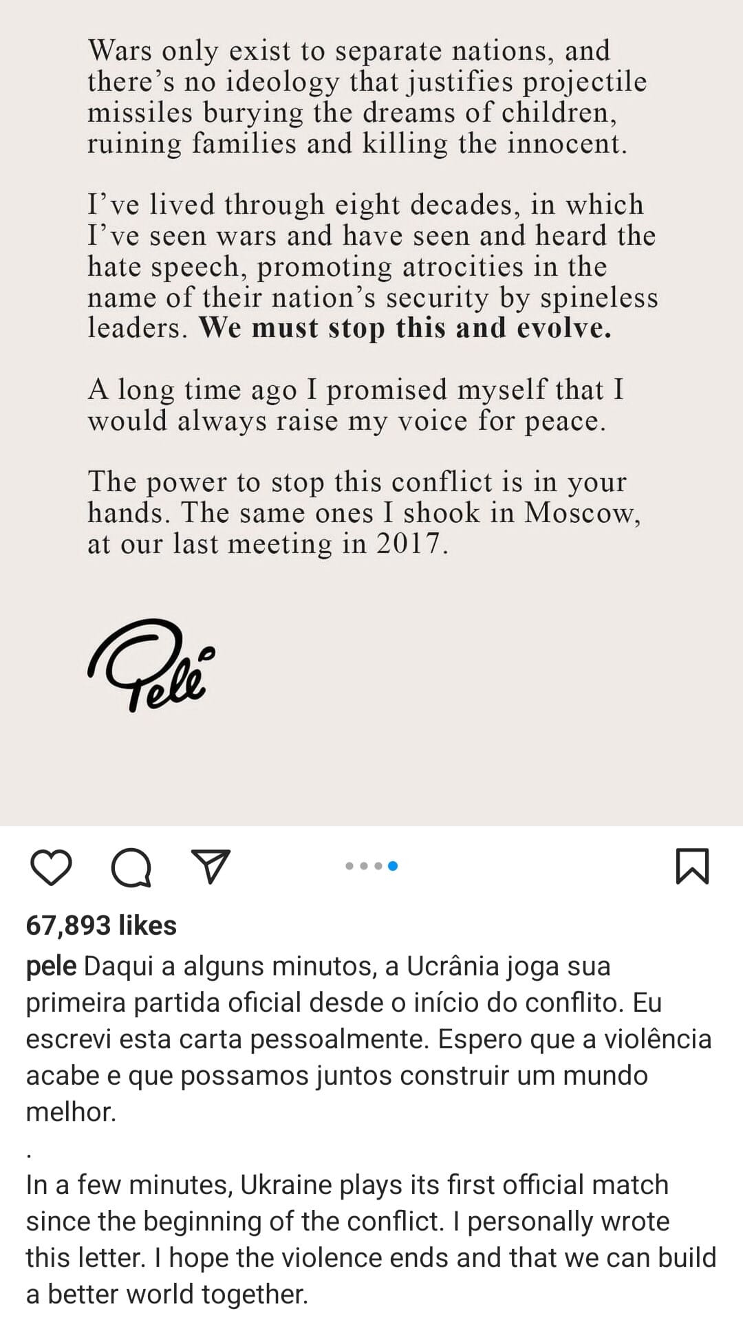 "The power is in your hands" Pele sends strong message to Putin to end the Russia-Ukraine war, INFINITY LOADED "The power is in your hands" Pele sends strong message to Putin to end the Russia-Ukraine war, “The power is in your hands” Pele sends strong message to Putin to end the Russia-Ukraine war, INFINITY LOADED