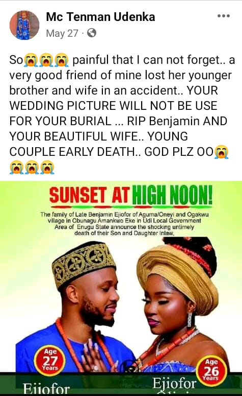 Breaking news: Nigerian couple die in motor accident one month after wedding, Breaking news: Nigerian couple die in motor accident one month after wedding, INFINITY LOADED