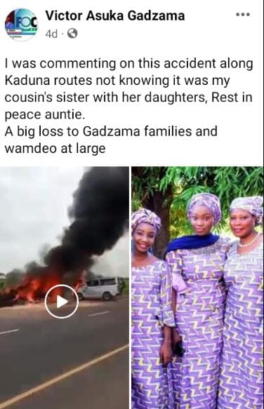 Mother And Her Two Daughters Among Travellers Burnt Beyond Recognition In Kaduna Auto Crash, Mother And Her Two Daughters Among Travellers Burnt Beyond Recognition In Kaduna Auto Crash, INFINITY LOADED