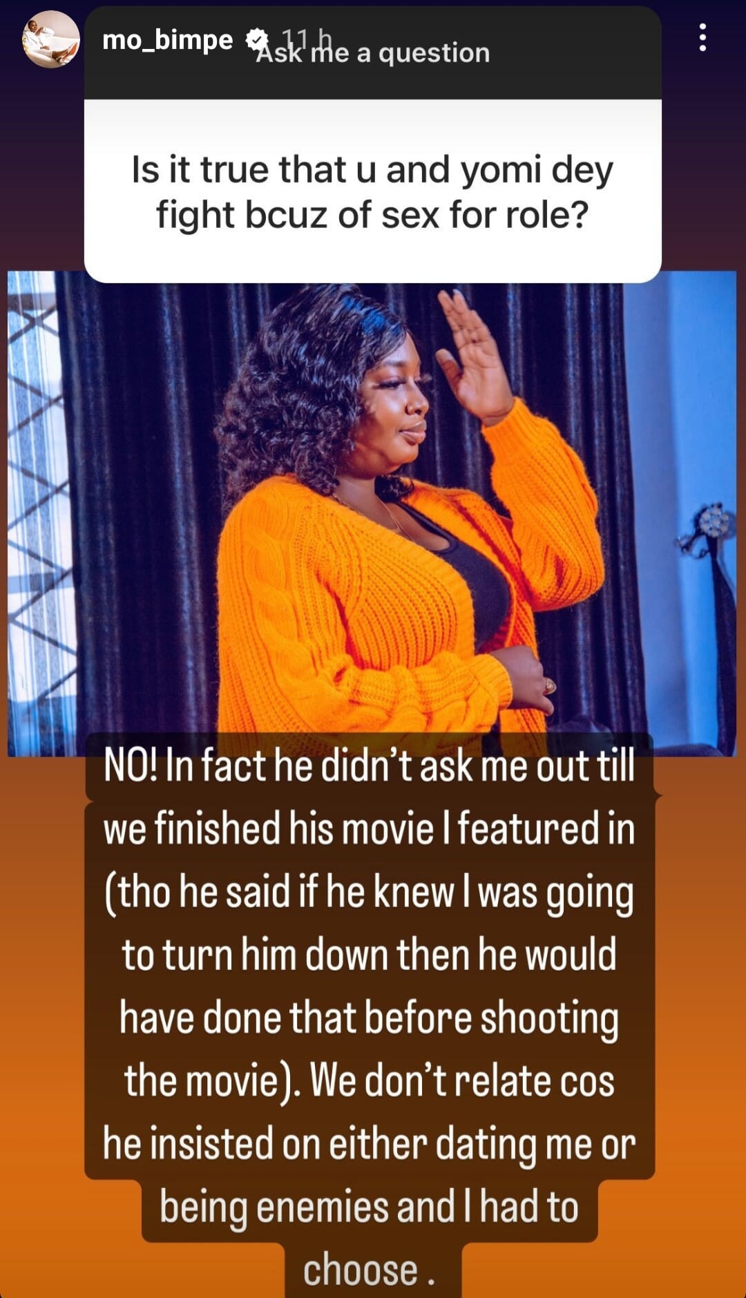 Mo Bimpe reacts to reports that she and Yomi Fabiyi fell out because he demanded sex for role, Mo Bimpe reacts to reports that she and Yomi Fabiyi fell out because he demanded s*x for role, INFINITY LOADED