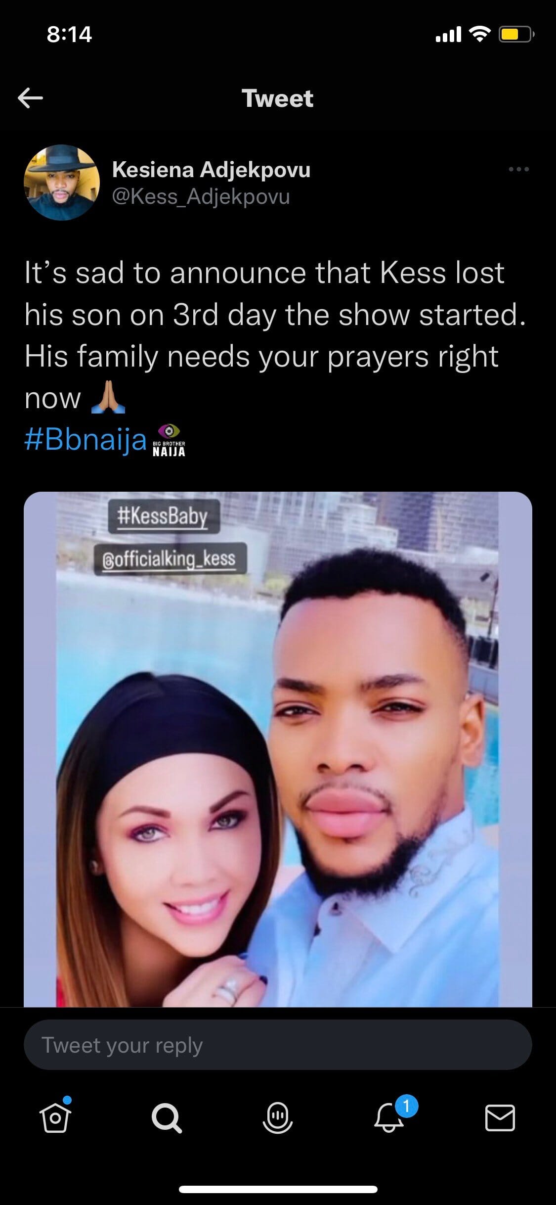 Kesiena Adjekpovu A.K.A. Kess loses Son, INFINITY LOADED Kesiena Adjekpovu A.K.A. Kess loses Son, Kesiena Adjekpovu A.K.A. Kess loses Son, INFINITY LOADED