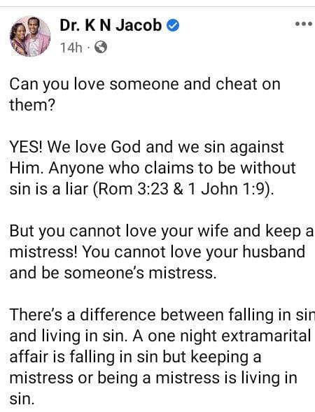 US-based Kenyan Preacher, Dr. K N Jacob: A Man Can Sleep With Another Woman But Still Love You With Every Breath Of His Life, US-based Kenyan Preacher, Dr. K N Jacob: A Man Can Sleep With Another Woman But Still Love You With Every Breath Of His Life, INFINITY LOADED