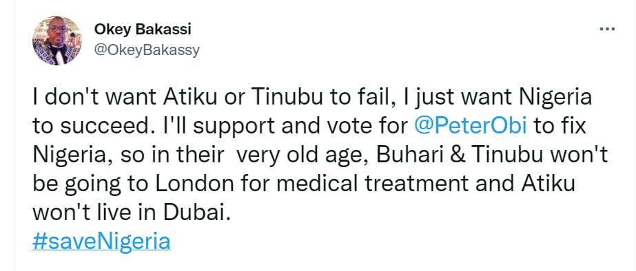 Okey Bakassi:-I'm supporting Peter Obi to fix Nigeria so Buhari and Tinubu won't be going to London for medical treatment and Atiku won't live in Dubai, Okey Bakassi:-I’m supporting Peter Obi to fix Nigeria so Buhari and Tinubu won’t be going to London for medical treatment and Atiku won’t live in Dubai, INFINITY LOADED