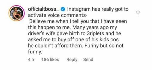 TBoss Narrates How She Was Asked To Buy A Baby Few Years Ago, TBoss Narrates How She Was Asked To Buy A Baby Few Years Ago, INFINITY LOADED