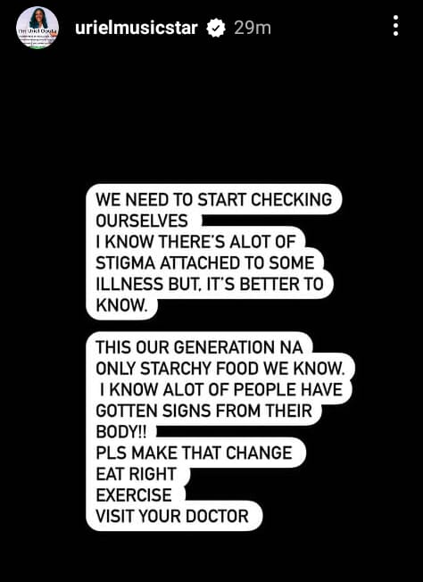 People Are Just Dropping Dead And Falling Sick" - BBNaija Star "Uriel Oputa" Speaks Against Poor Lifestyle Habits, People Are Just Dropping Dead And Falling Sick” – BBNaija Star “Uriel Oputa” Speaks Against Poor Lifestyle Habits, INFINITY LOADED